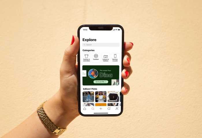 Mobiltelefon med Tise-appen